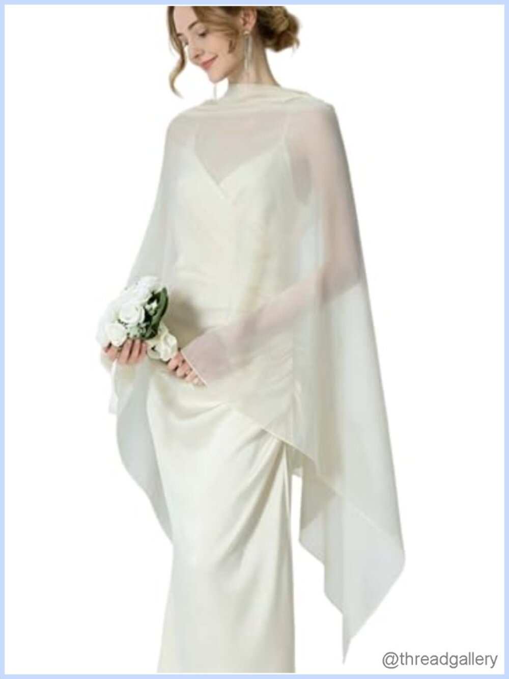 Chiffon Cape Shawl Sheer Capelet Poncho Elegant Wrap Scarf Formal Evening